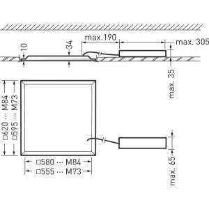 TRILUX LED-Panel 31W 4000K 3600lm ws Konv IP40 Dimmung...