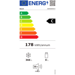 BOSCH Gefrierschrank 366l C 178kwh 38dB ws NoFrost...